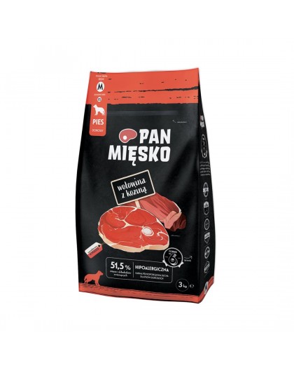 PAN MIĘSKO Beef with goat M - dry dog food - 3kg