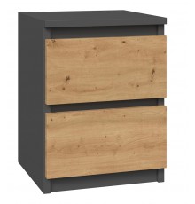 Topeshop M2 ANTRACYT/ARTISAN nightstand/bedside table 2 drawer(s) Anthracite, Oak, Wood