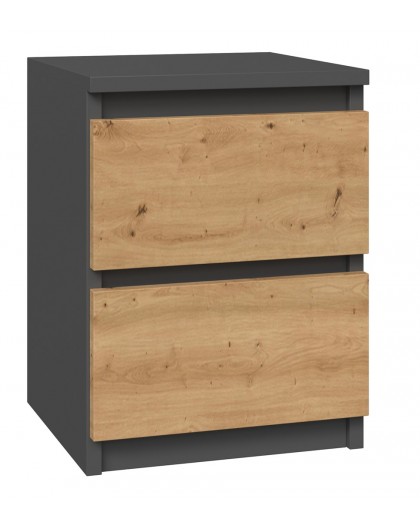 Topeshop M2 ANTRACYT/ARTISAN nightstand/bedside table 2 drawer(s) Anthracite, Oak, Wood