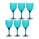 ROSE&TULIPANI FIABA Set of 6 Acrylic Wine Glasses 400 ml, Turquoise
