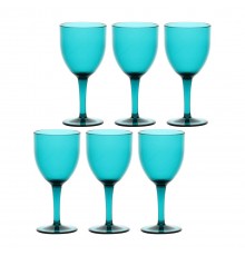 ROSE&TULIPANI FIABA Set of 6 Acrylic Wine Glasses 400 ml, Turquoise