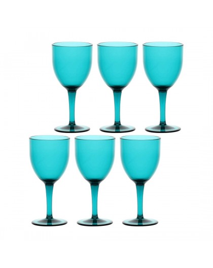 ROSE&TULIPANI FIABA Set of 6 Acrylic Wine Glasses 400 ml, Turquoise