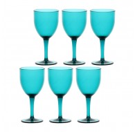 ROSE&TULIPANI FIABA Set of 6 Acrylic Wine Glasses 400 ml, Turquoise