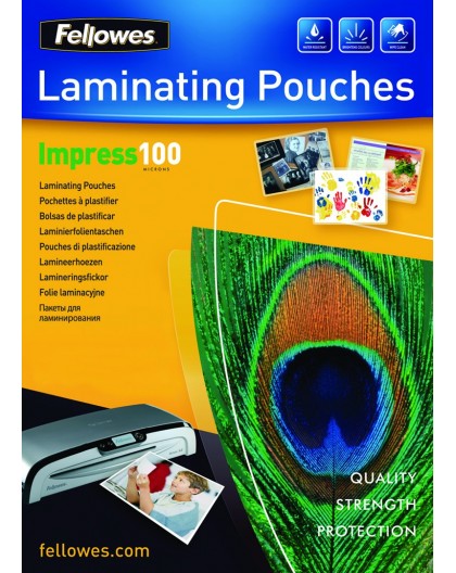 Fellowes A4 Glossy 100 Micron Laminating Pouch - 100 pack
