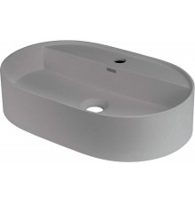 Granite countertop washbasin with a faucet island - oval