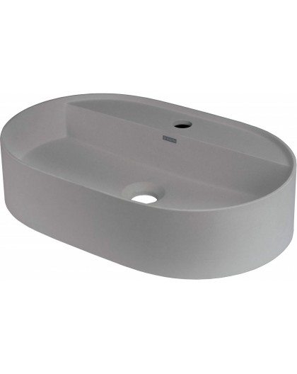 Granite countertop washbasin with a faucet island - oval