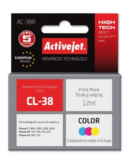 Activejet AC-38R Ink (replacement for Canon CL-38 Premium 12 ml color)