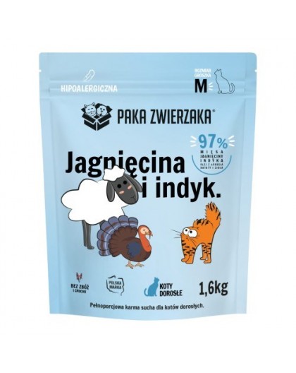 PAKA ZWIERZAKA Lamb and turkey M - dry cat food - 1,6kg