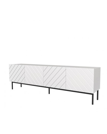 ABETO RTV cabinet on black steel frame 200x42x60 white/gloss white