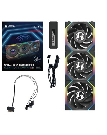 Lian Li UNI FAN SL Wireless LCD 120 Reverse Blade Computer case 12 cm Black 3 pc(s)