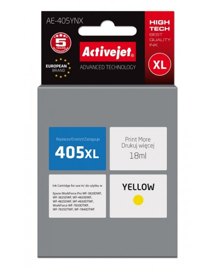 Activejet AE-405YNX ink (replacement for Epson 405XL C13T05H44010 Supreme 18ml yellow)
