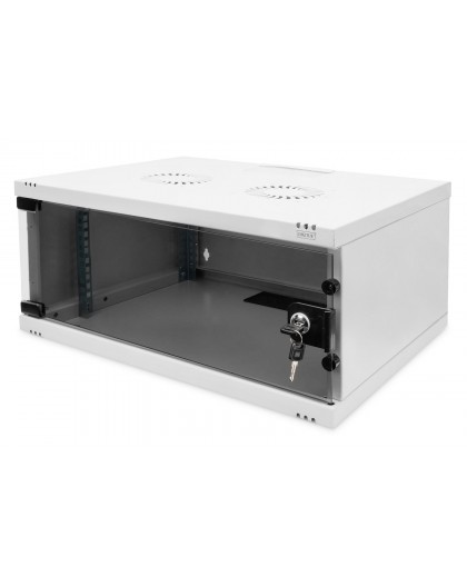 Wall-mounted network cabinet 19" 4U, SOHO 241 x 540 x 400 mm, door glass, grey, unfolded, 60kg