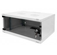 Wall-mounted network cabinet 19" 4U, SOHO 241 x 540 x 400 mm, door glass, grey, unfolded, 60kg