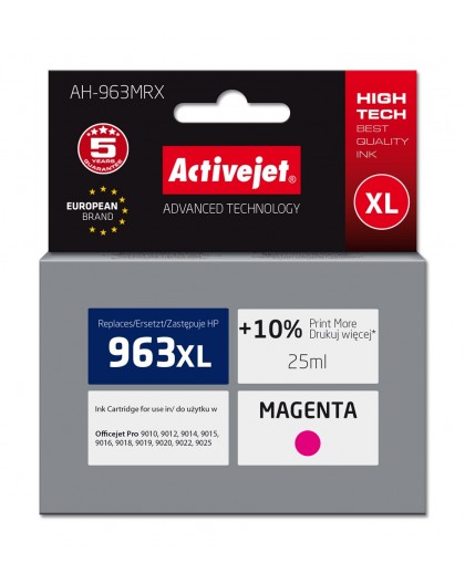Activejet AH-963MRX Ink (replacement for HP 963XL 3JA28AE Premium 1760 pages 25 ml, magenta)