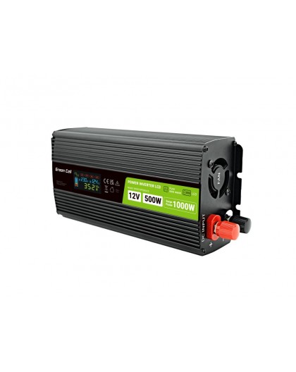 Green Cell PowerInverter LCD 12V 500W/10000W car inverter with display - pure sine wave