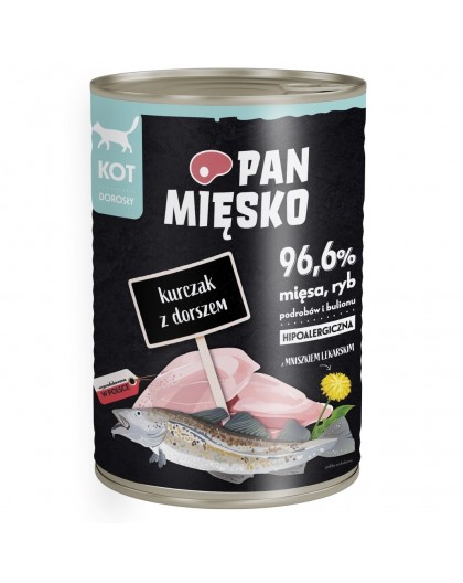 PAN MIĘSKO Chicken with cod - wet cat food - 400g