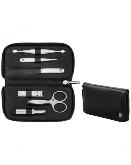 Zwilling Twinox Travel Set - Black Leather Case, 6 Pieces - Black