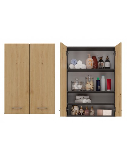 Topeshop POLA MINI DD ANT/ART bathroom storage cabinet Graphite, Oak