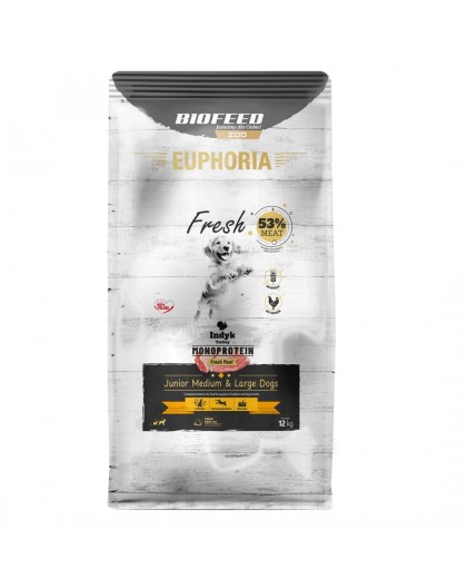 BIOFEED Euphoria Fresh Junior Medium & Large Monoprotein Turkey - dry dog food - 12kg