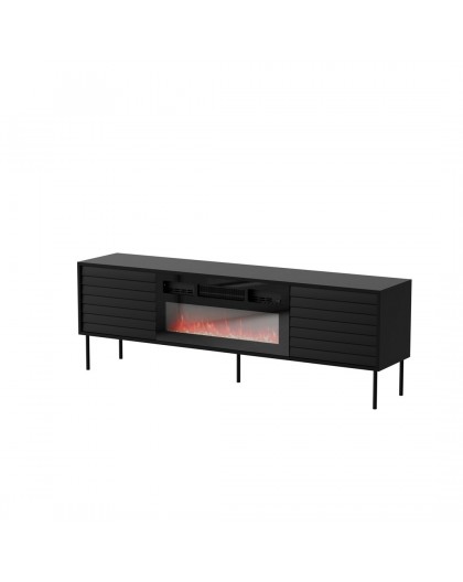 Cama CORTINA TV cabinet 180x40x60 black + black fireplace