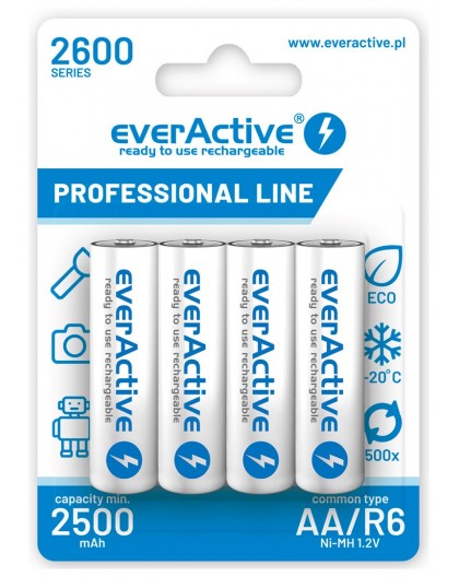Rechargeable batteries everActive Ni-MH R6 AA 2600 mAh Professional Line