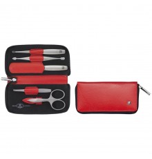 Zwilling Twinox Travel Set – Red 5-Piece Leather Pouch - Red