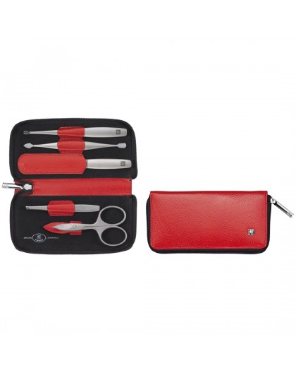 Zwilling Twinox Travel Set – Red 5-Piece Leather Pouch - Red