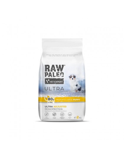 RAW PALEO Ultra Keskmise ja Suure Kutsika Türgi - kuiv toit kutsikatele - 2 kg