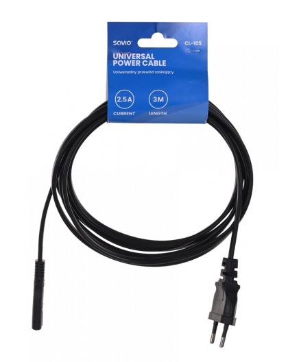 SAVIO Power cable 2pin (M) 3m CL-105 Black
