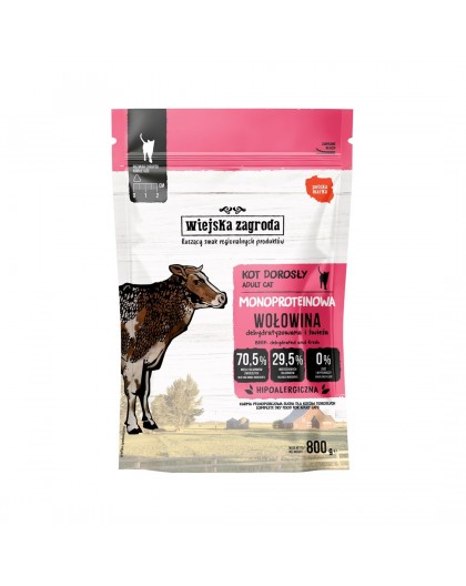 WIEJSKA ZAGRODA Monoprotein Beef - dry cat food - 800g