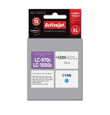 Activejet AB-1000CN Ink (replacement for Brother LC1000C/970C Supreme 36 ml cyan). Prints 550% more.