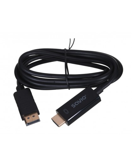 Savio CL-56 video cable adapter 1.5 m DisplayPort HDMI Type A (Standard) Black