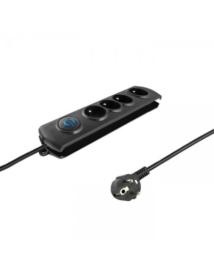 Qoltec 50104 ülepingekaitse 4 AC väljundiga 230 V 1.5 m Must