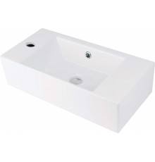 Countertop ceramic washbasin with space for a tap - left
