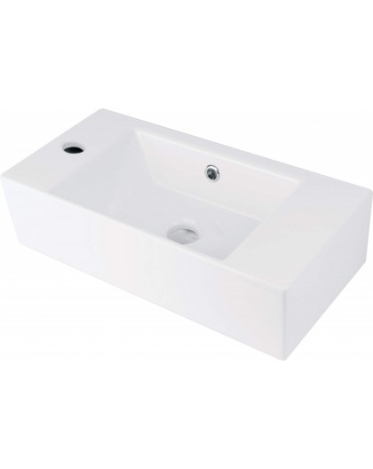 Countertop ceramic washbasin with space for a tap - left