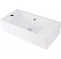 Countertop ceramic washbasin with space for a tap - left