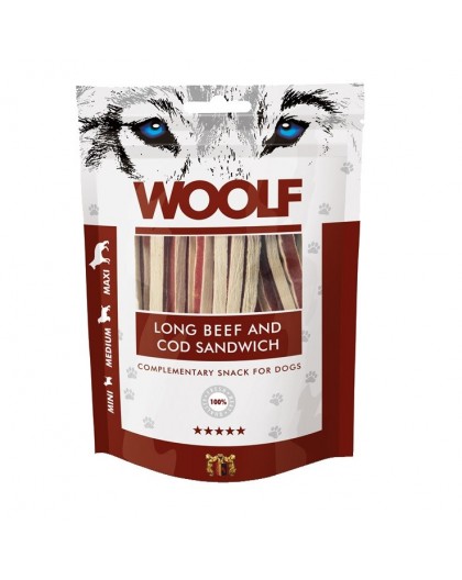 WOOLF Long Beef and Cod Sandwich - dog treat - 100g