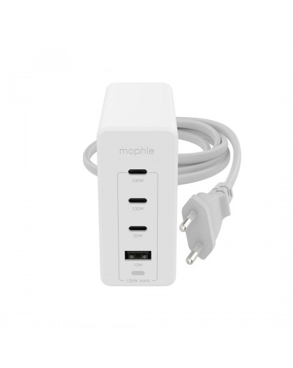 mophie Accessories-Wall Adapter-USB-C-PD-HUB-120W-GAN-White-EU(3xUSBC + 1xUSBA)
