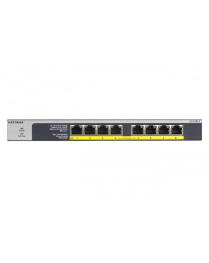 NETGEAR GS108LP Unmanaged Gigabit Ethernet (10/100/1000) Power over Ethernet (PoE) 1U Black, Grey