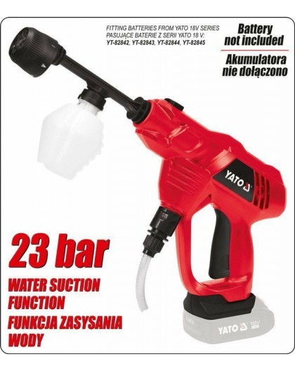 YT. 18V PRESSURE WASHER WITH SOLO SUCTION