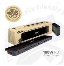 CLUB3D USB Type C 3.2 Gen1 док-станция с тройным дисплеем, динамическая зарядка PD, зарядное устройство мощностью 100W PD