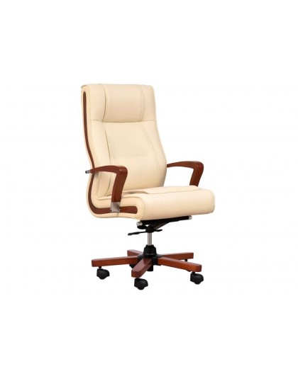 AMBASSADOR cream leather armchair