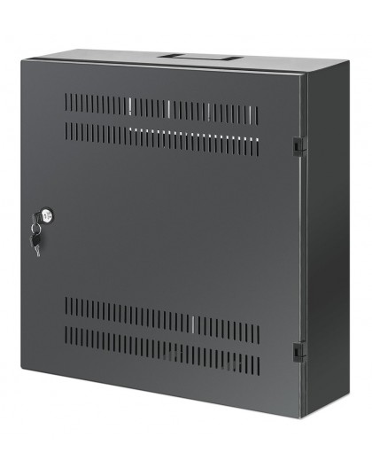 Intellinet Low-Profile 19" Wall Mount Cabinet with 4U Horizontal and 2U Vertical Rails Slim, Space-saving Enclosure with Only 17