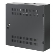 Intellinet Low-Profile 19" Wall Mount Cabinet with 4U Horizontal and 2U Vertical Rails Slim, Space-saving Enclosure with Only 17