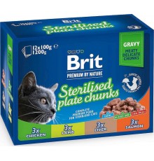 BRIT Premium Cat Sterilised Plate - wet cat food - 12x100g
