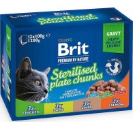 BRIT Premium Cat Sterilised Plate - wet cat food - 12x100g