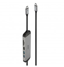 Lindy DST-Micro 140, USB-C Laptop Micro Docking Station with 4K Support and 1.4m 60W Charging Cable