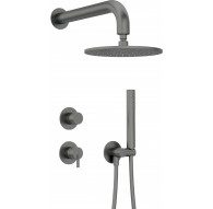 Concealed shower set with overhead shower