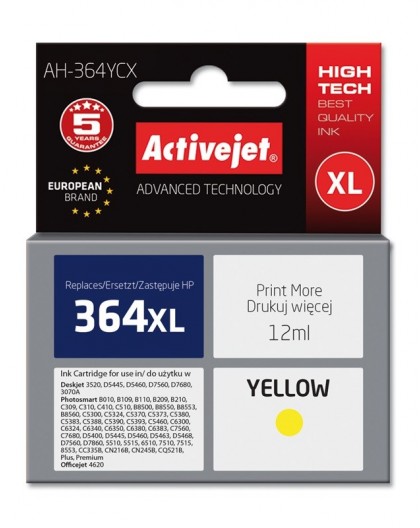 Activejet AH-364YCX Ink (replacement for HP 364XL CB325EE Premium 12 ml yellow)