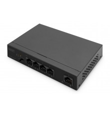 Digitus 4- Port Gigabit PoE Netzwerkswitch, Desktop, unmanaged, 1 Uplink Port RJ45, 60 W, af/at